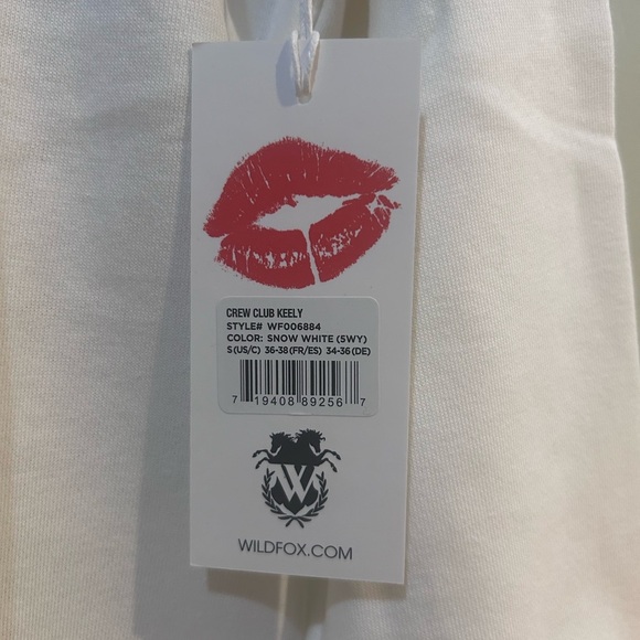 WILDFOX Crew Club White & Pink Keely Graphic Sweatshirt. Women’s Size Small NWTS - Picture 3 of 6